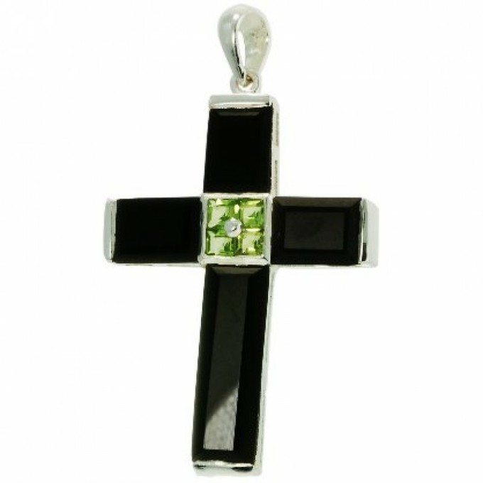 C/PLATA CON OLIVINA/OBSIDIANA