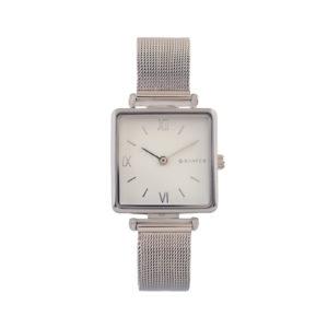 RELOJ CUADRADO CON NÚMEROS ROMANOS Y MALLA DE ACERO