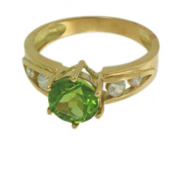Anillo Oro 1ª Ley 18ct. Olivina Tallada