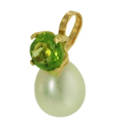 Colgante Oro 1ª Ley 18ct. Olivina Tallada