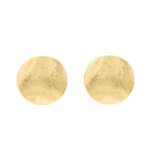 Pendiente botón acabado artesanal chapado oro 18Kartesanal chapado oro 18K