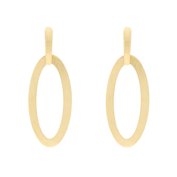 Pendiente ovalado chapado oro 18K acabado artesanal