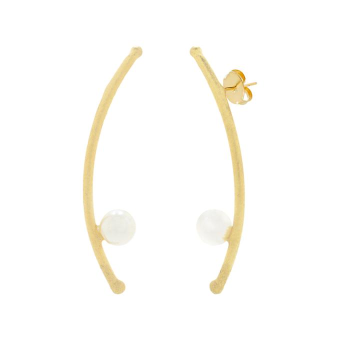 Pendiente Japón curvo con perla