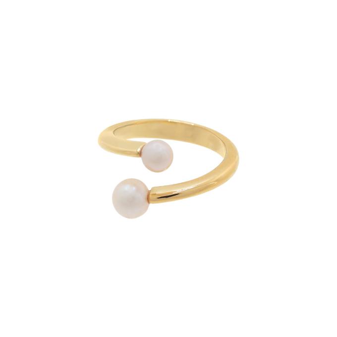 Anillo doble perla cruzado